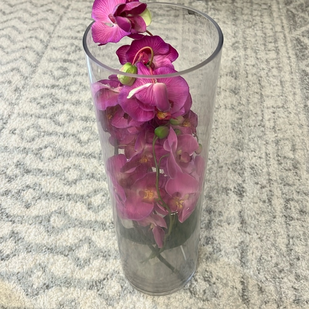 Vase and Pink Faux Flowers